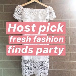 White crochet off the shoulder dress